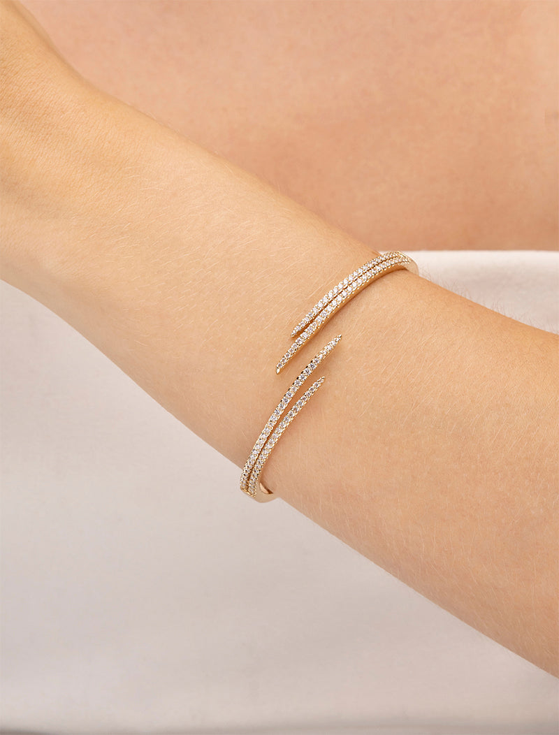 Pulseira Bracelete Fios Cravejados Banho Dourado Zircônias