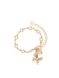 Pulseira Infantil Pontos De Luz Borboleta Cravejada Banho Ouro 18k Cristais