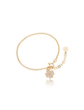 Pulseira Infantil Elo Português Trevo Cravejado Banho Ouro 18k Zircônias