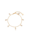 Pulseira Infantil Elo Português Corações Banho Ouro 18k Zircônias