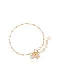 Pulseira Infantil Bolinhas Borboleta Coração Banho Ouro 18k Zircônia
