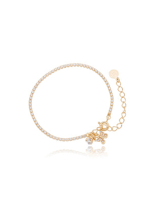 Pulseira Infantil Riviera Pingente Borboleta Banho Ouro 18k Zircônias