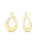 Brinco Gota Aberta Orgânica Liso Banho Ouro 18k