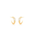 Brinco Argola Meia Lua Detalhe Cravejado Banho Ouro 18k Zircônias