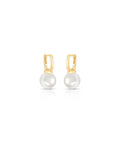 Brinco Argolinha Click Banho Ouro 18k Pérola Shell