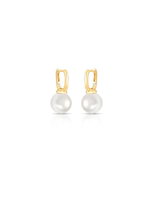 Brinco Argolinha Click Banho Ouro 18k Pérola Shell