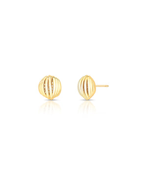 Brinco Fixo Oval Texturizado Liso Banho Ouro 18k