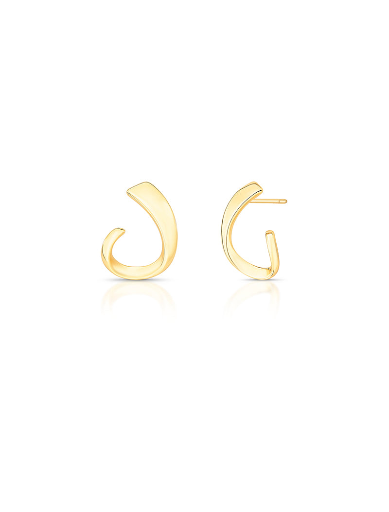 Brinco Curvo Aberto Liso Banho Ouro 18k