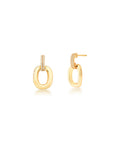 Brinco Oval Base Cravejada Banho Ouro 18k Zircônia