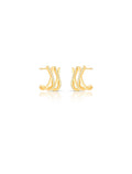 Brinco Fileiras Cruzadas Cravejadas Banho Ouro 18k Zircônia