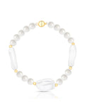 Pulseira Fecho Ímã Banho Ouro 18k Pérola Shell Barroca