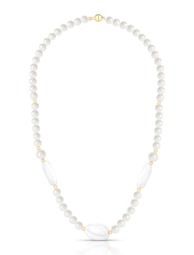 Colar Fecho Ímã Banho Ouro 18k Pérola Shell Barroca
