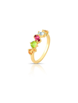 Anel Delicado Geométrico Banho Ouro 18k Cristal