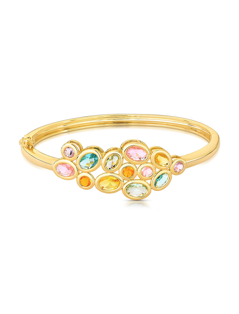 Pulseira Bracelete Cacho Geométrico Banho Ouro 18k Cristais