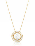 Colar Nossa Senhora Das Graças Cravejado Banho Ouro 18k Madrepérola Zircônias