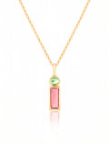 Colar Pingente Oval Retangular Banho Ouro 18k Cristal