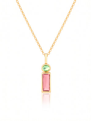 Colar Pingente Oval Retangular Banho Ouro 18k Cristal