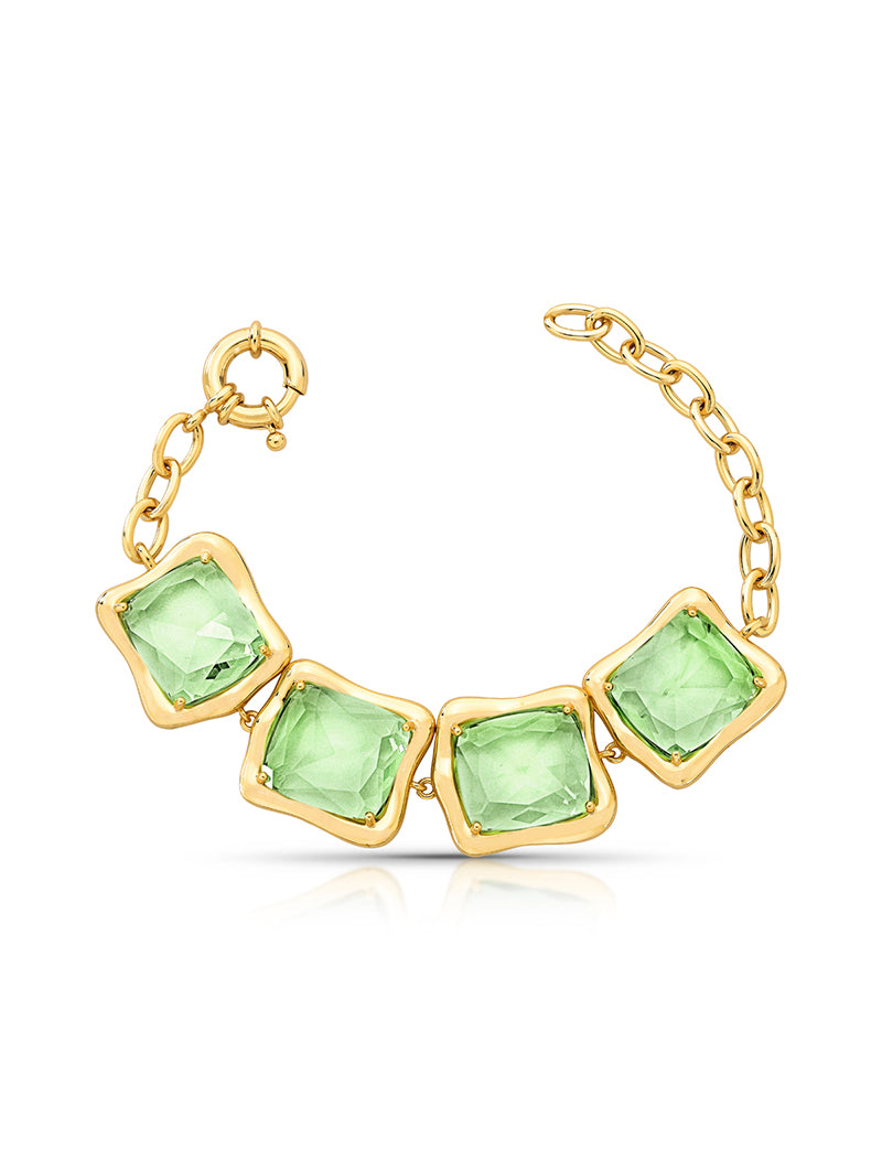 Pulseira Quadrados Orgânicos Banho Ouro 18k Cristais