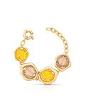 Pulseira Orgânico Ovais Banho Ouro 18k Cristal