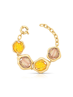 Pulseira Orgânico Ovais Banho Ouro 18k Cristal