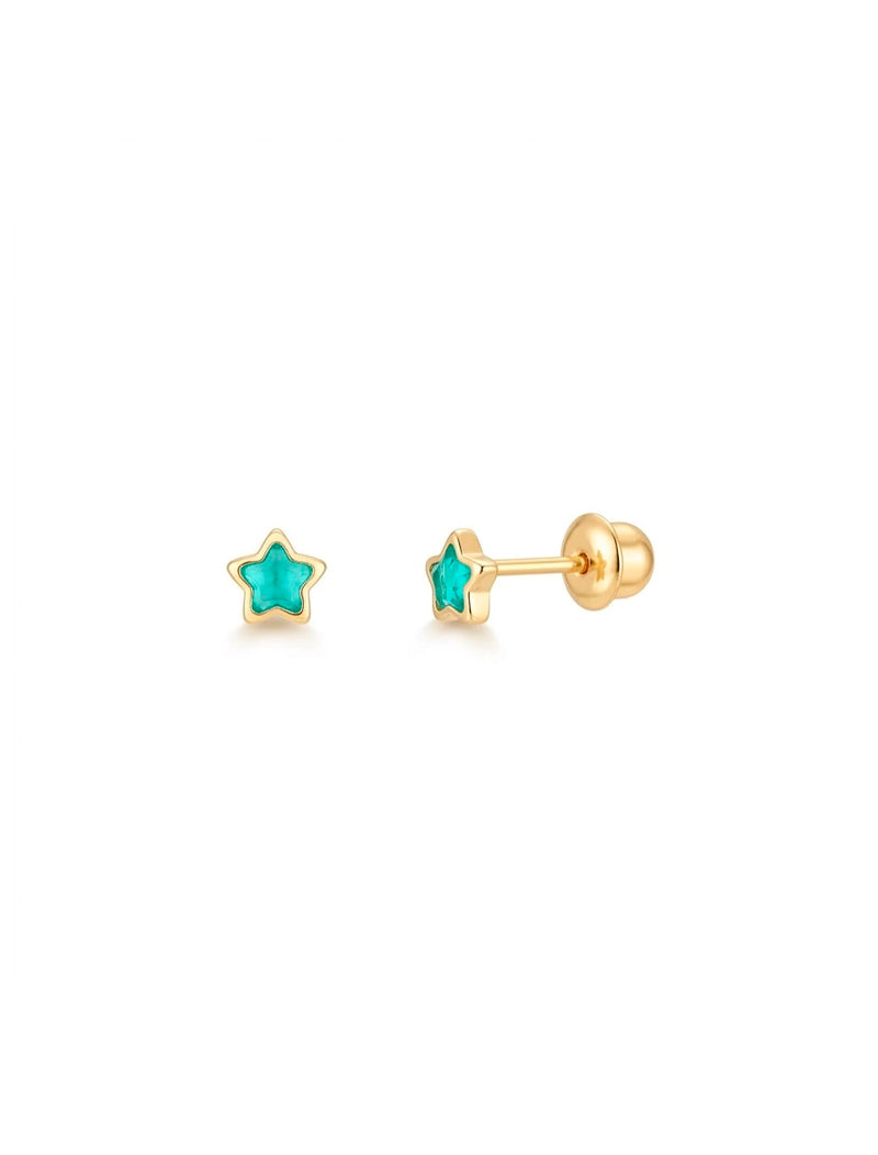 Brinco Infantil Delicado Estrela Banho Ouro 18k Cristal