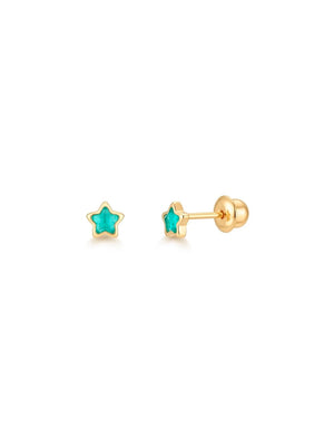 Brinco Infantil Delicado Estrela Banho Ouro 18k Cristal