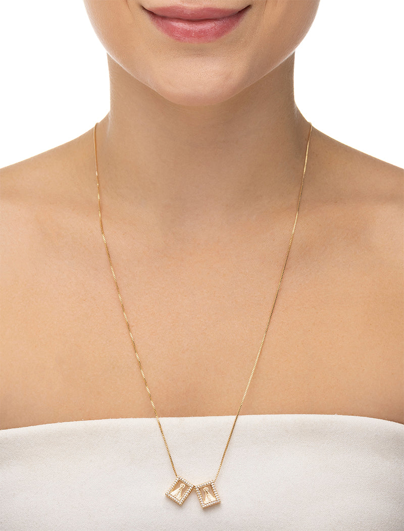 Colar Escapulário Nossa Senhora Cravejado Banho Ouro 18K
