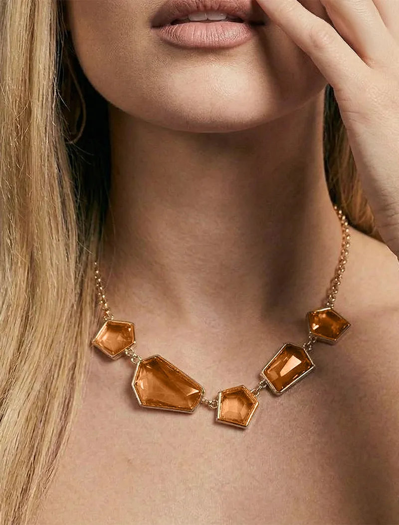 Conjunto Meio Formas Geométricas Banho Ouro 18k Cristal