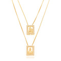 Colar Escapulário Quadrado Banho Ouro 18K Zircônia
