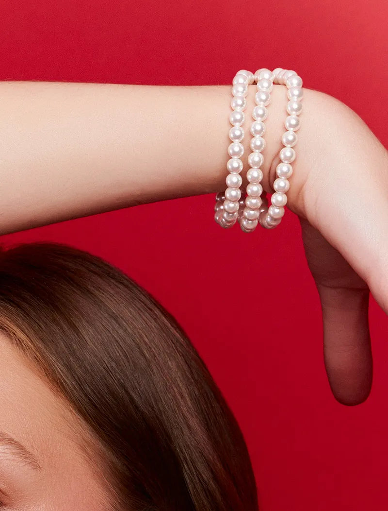 Pulseira Três Voltas Pérola Banho Ouro 18k Pérola Shell