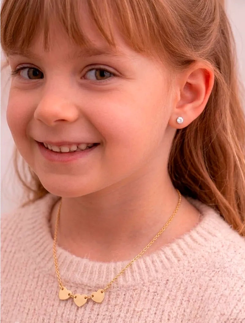 Colar Infantil Coração Liso Banho Ouro 18K