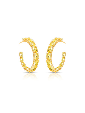 Brinco Argola Pedras Ovais Banho Ouro 18k Cristal