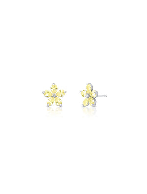Brinco Flor Pétalas Pédra Banho Ródio Cristal