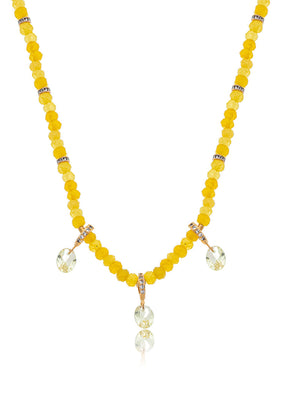 Colar Luz Choker Pingentes Gota Cristal Banho Ouro 18K Jade