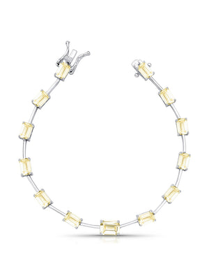 Pulseira Riviera Retangular Banho Ródio Cristal