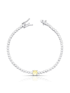 Pulseira Riviera Redondo Cravejada Banho Ródio Cristal