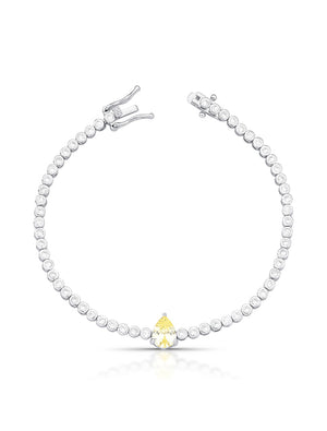 Pulseira Riviera Gota Cravejada Banho Ródio Cristal