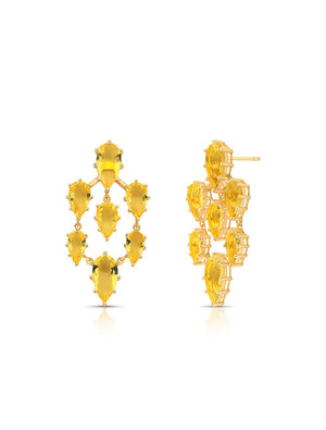 Brinco Pêndulo Gotas Banho Ouro 18k Cristal