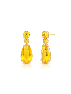 Brinco Base Dois Ovais Banho Ouro 18k Cristal