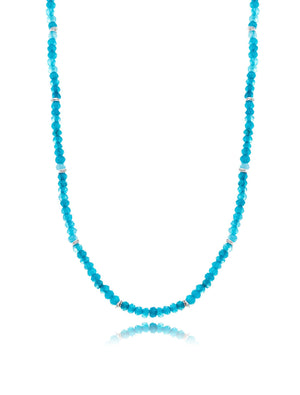Colar Aqua Choker Volta Pedrinhas Banho Ródio Cristal