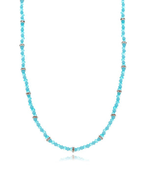 Colar Aqua Choker Volta Pedras Banho Ródio Jade