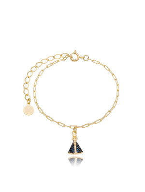 Pulseira Mini Nossa Senhora Aparecida Cravejado Banho Ouro 18k Zircônia