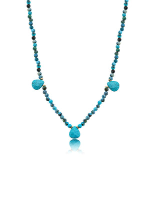 Colar Masha Choker Mesclado Gota Banho Ouro 18k Howlita