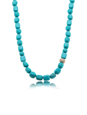 Colar Masha Pedras Banho Ouro 18k Howlita Turquesa