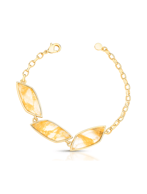 Pulseira Formas Geométricas Banho Ouro 18K Cristal Rutilado
