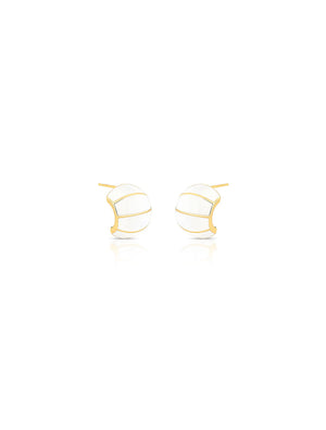 Brinco Liso Curvado Esmaltado Banho Ouro 18K