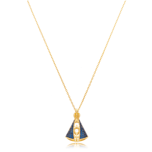 Colar Nossa Senhora Dupla Face Banho Ouro 18K Zircônia