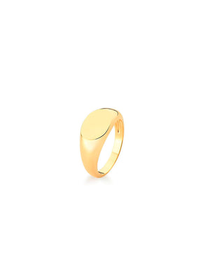 Anel Sinete Frente Lisa Banho Ouro 18K