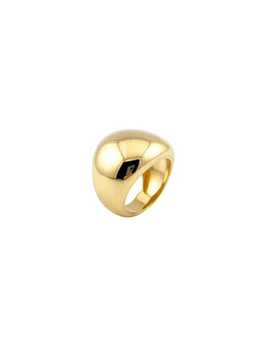 Anel Largo Abaulado Liso Banhado Ouro 18K