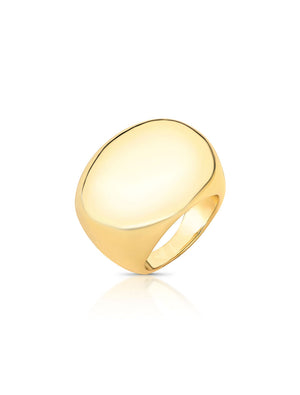 Anel Liso Oval Abaulado Banho Ouro 18k